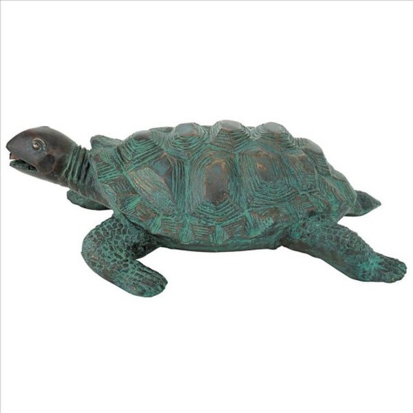 Traipsing Turtle Bronze Garden Statue Piped Spouting Garden Sculpture